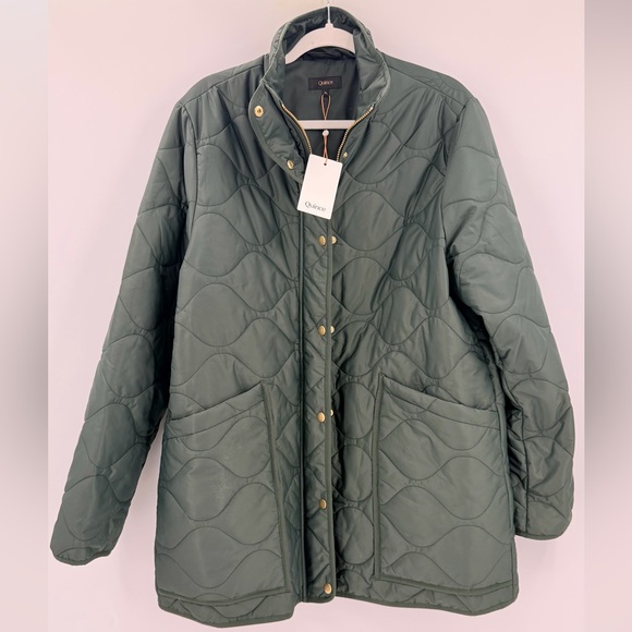 Quince Featherless Quilted Puffer Long Jacket Verdant Pine XL NEW - Picture 2 of 6